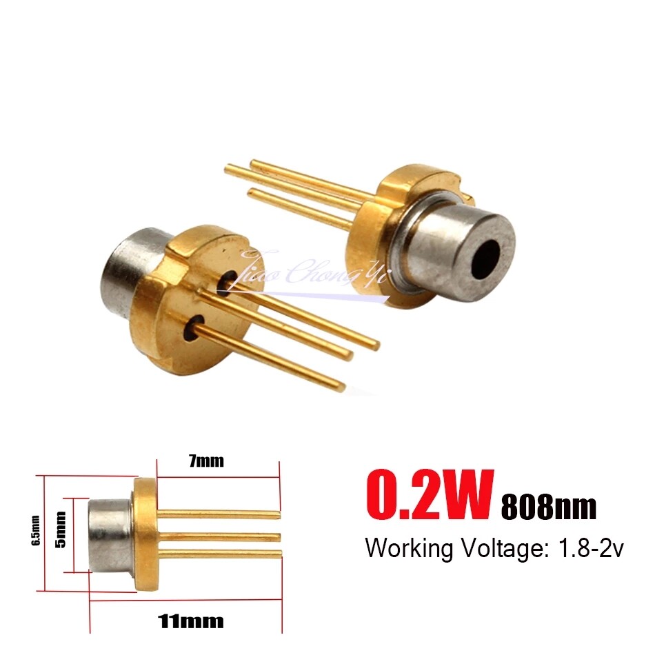 TO-18 808nm 200mW 5.6mm Metal Red IR Laser Diode 2-2.2V light-emitting diode