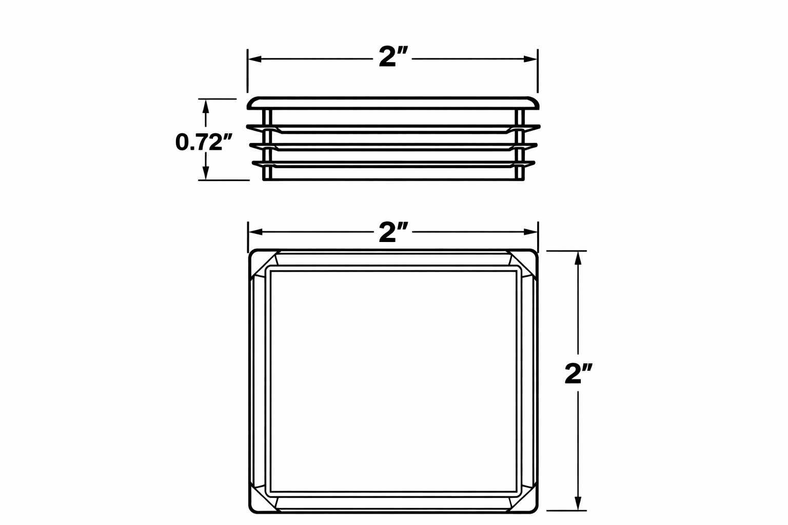 2″ x 2″ Square Tube End Plugs 2″Tubing Caps Various Pack Sizes Available