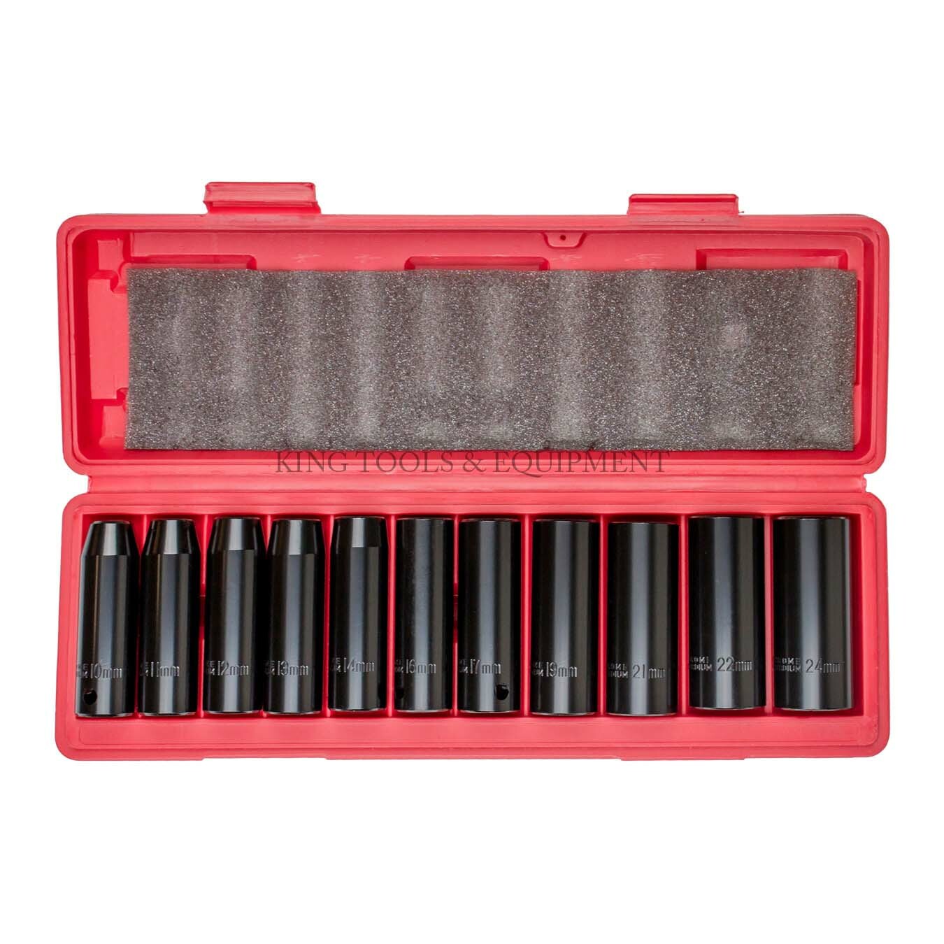 New King 1/2″ Dr Drive Deep Impact Socket Set METRIC 12pc Made in Taiwan