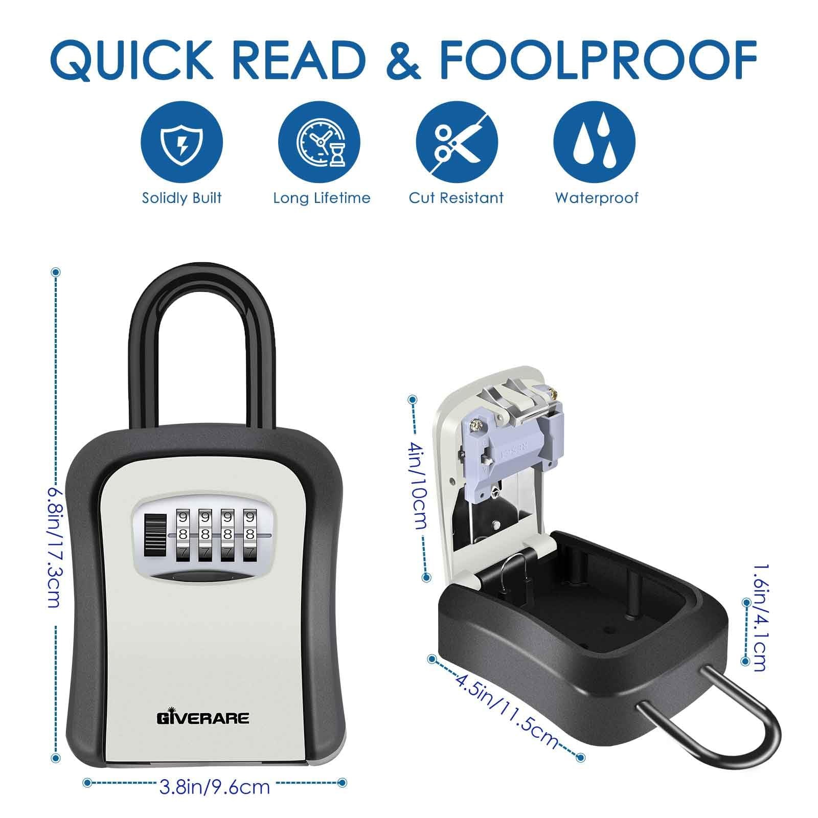 Key Lock Box, 4 Digits Combination Lockbox, Wall Mount & Portable Alloy Metal…