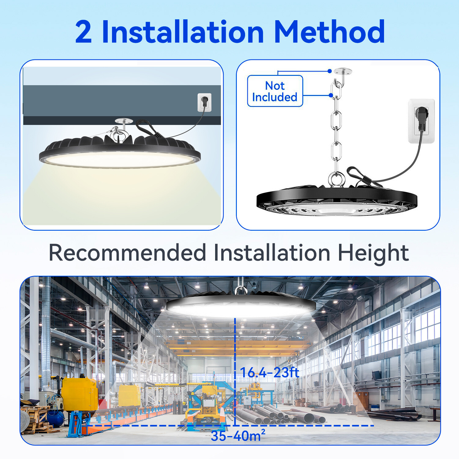 20Pack UFO LED High Bay Light 300W, Plug &Play Lighting for Warehouse Garage GYM