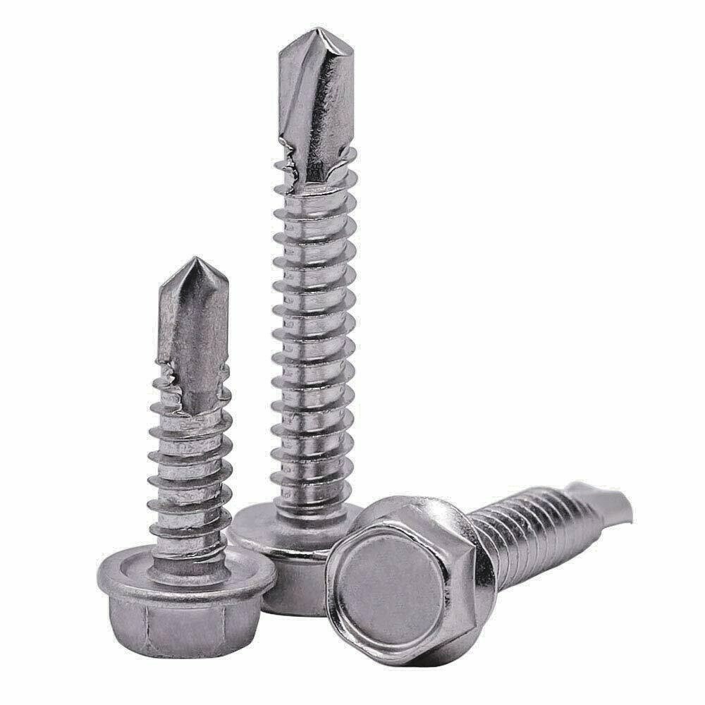 Hex Washer Head #8 x 1/2 – 2″ Indented Unsloted Self Drilling screws zinc