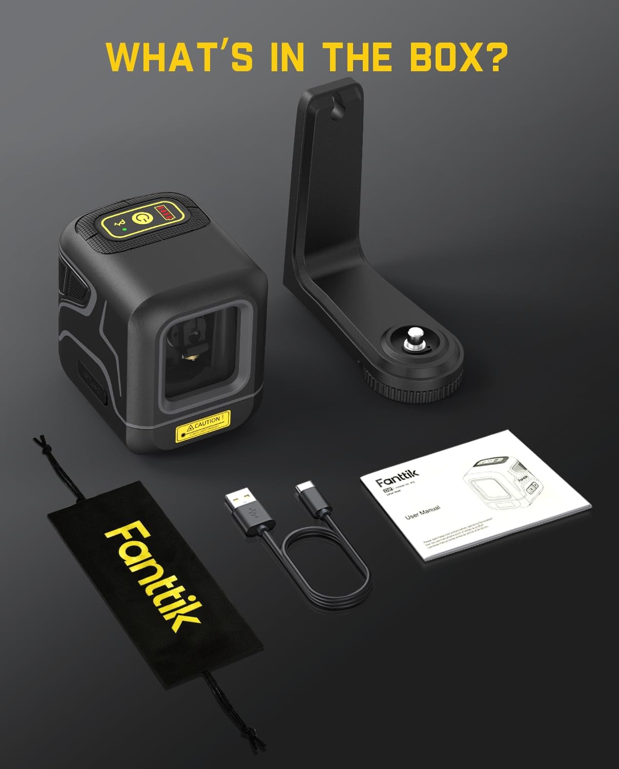 Fanttik D2 Pocket Green Laser Level, Class II ( 1 mW max output), Black