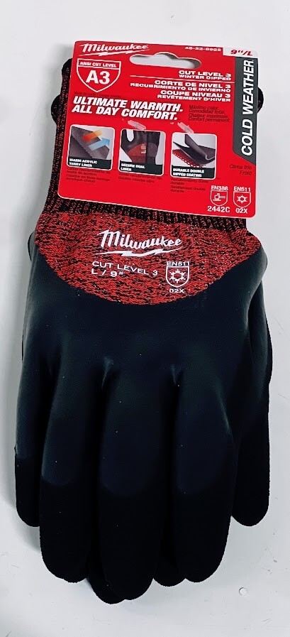 (6-Pairs) Milwaukee 48-22-8922 Cut Level 3 Insulated Gloves-Sizes Large-