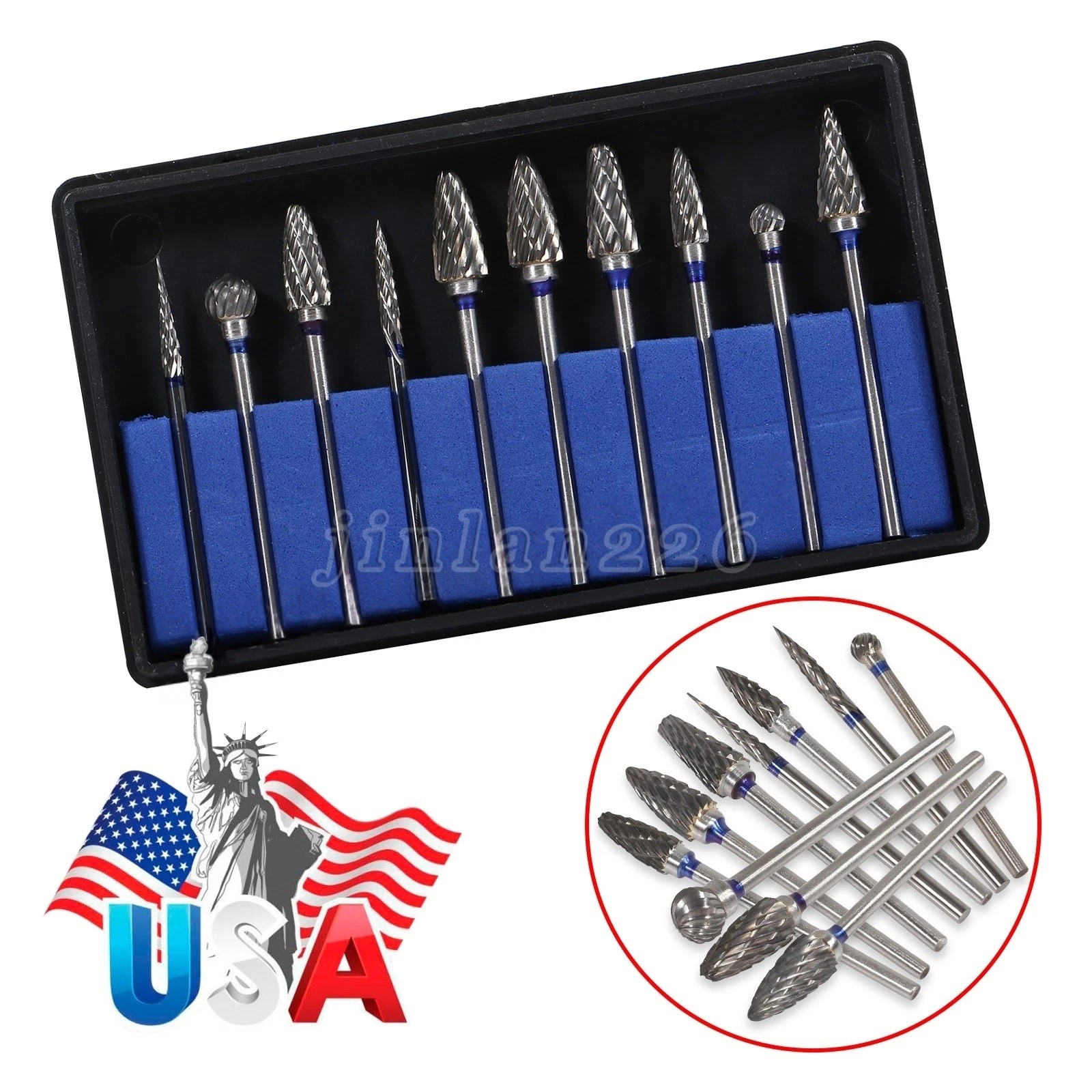 10pcs/Set Dental Tungsten Carbide Burs Plaster Alloy Acrylic Drill Polisher