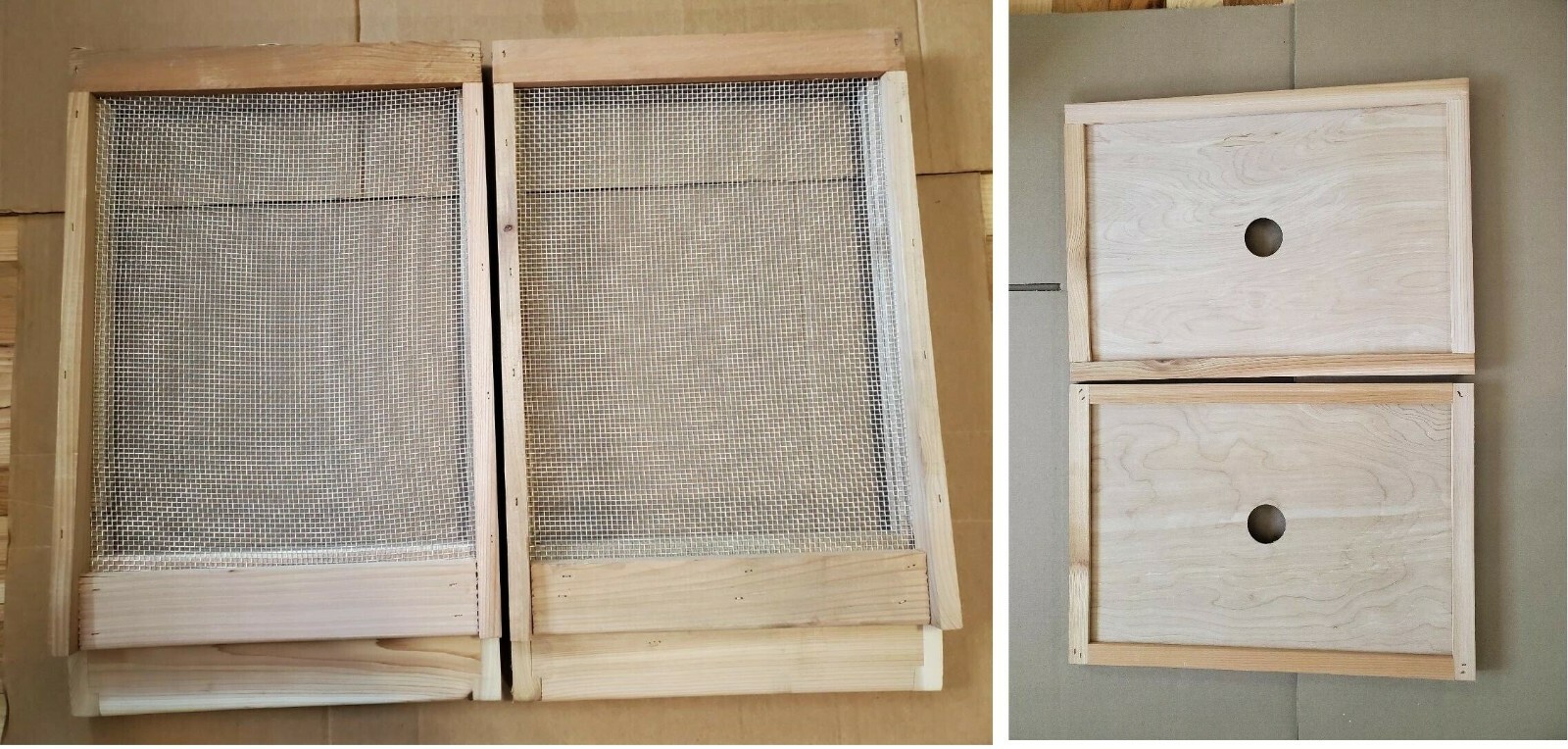 2 Cedar Bee Hive Screened Bottom Boards and 2 Inner covers–Langstroth 8 Frame