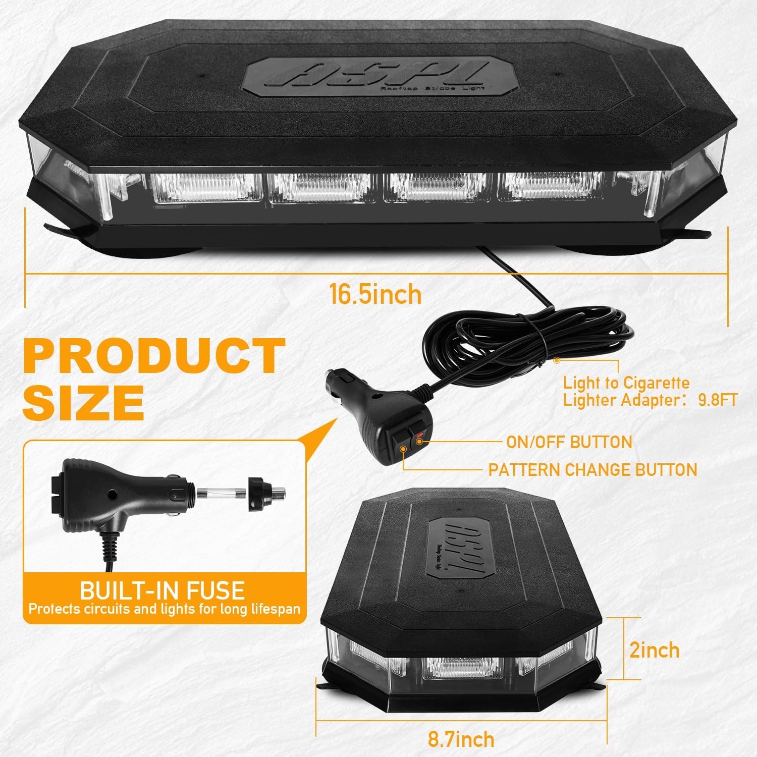Roof Top Beacon, Emergency Strobe Light, LED Magnetic, Warning, Flashing Lights