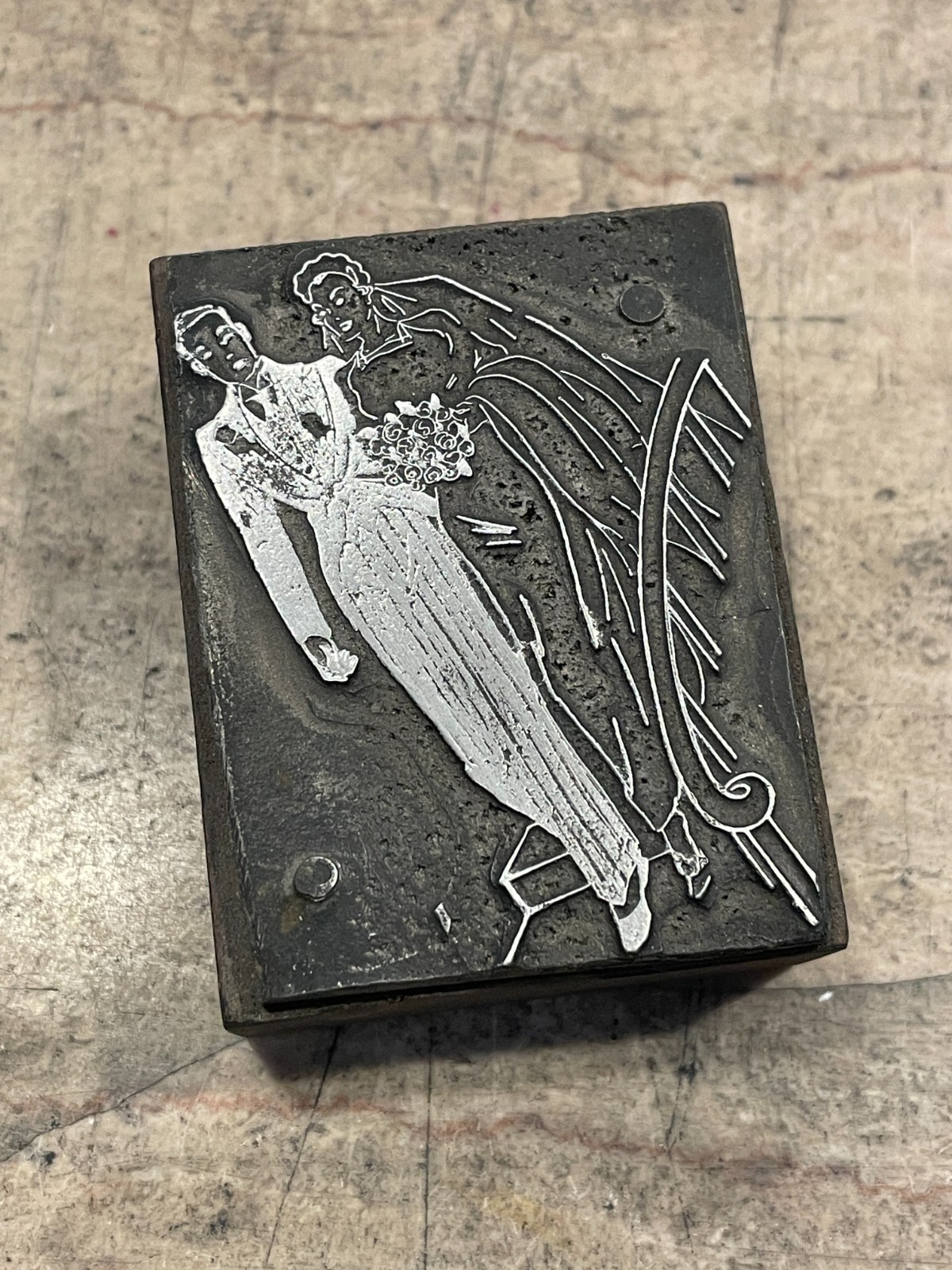 Printing Letterpress Printers Block Bride And Groom / Wedding Dress (1602)