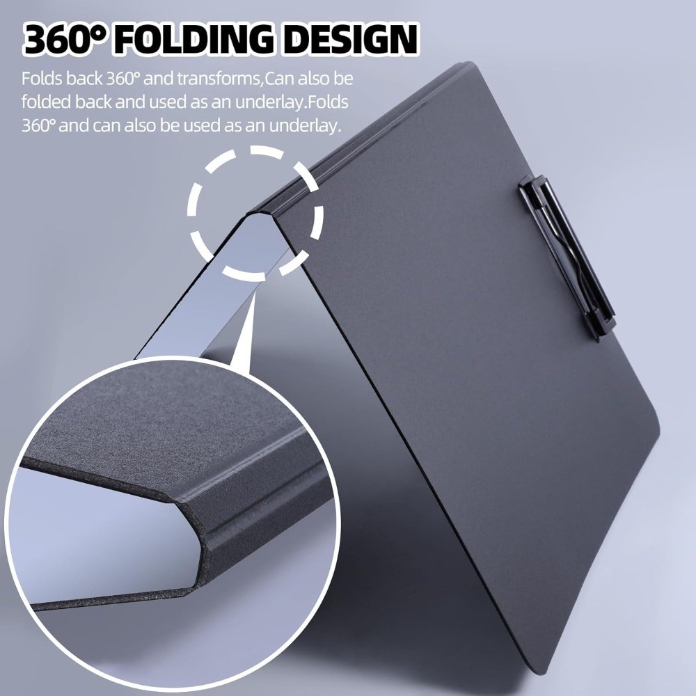 Foldable Clipboard Folder A4 Size with Horizontal Vertical Double Metal Clips