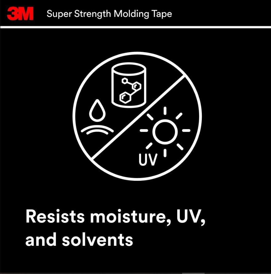 3M Automotive Super Strength Molding Tape, Double-Sided Adhesive, 1/2″ x 5 ft, 1