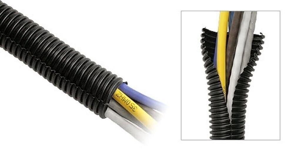 1.5 Inch Black Split Wire Loom 10 FT Cut Piece Polyethylene Hose Cover