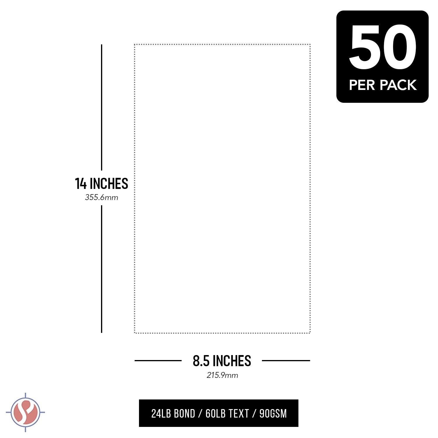 8.5 x 14 Ultra Pink Bright Color Paper, Legal Size, 24lb Bond (90gsm), 50 Sheets