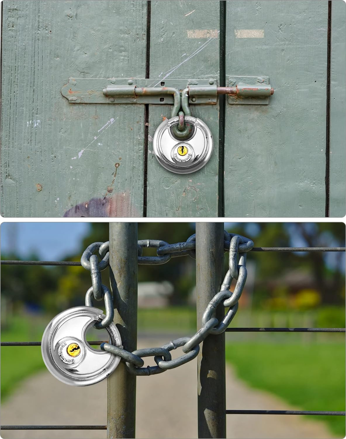 Keyed Alike Disc Padlock, 8 Pack Stainless Steel Discus Lock with 3/8-Inch Shack