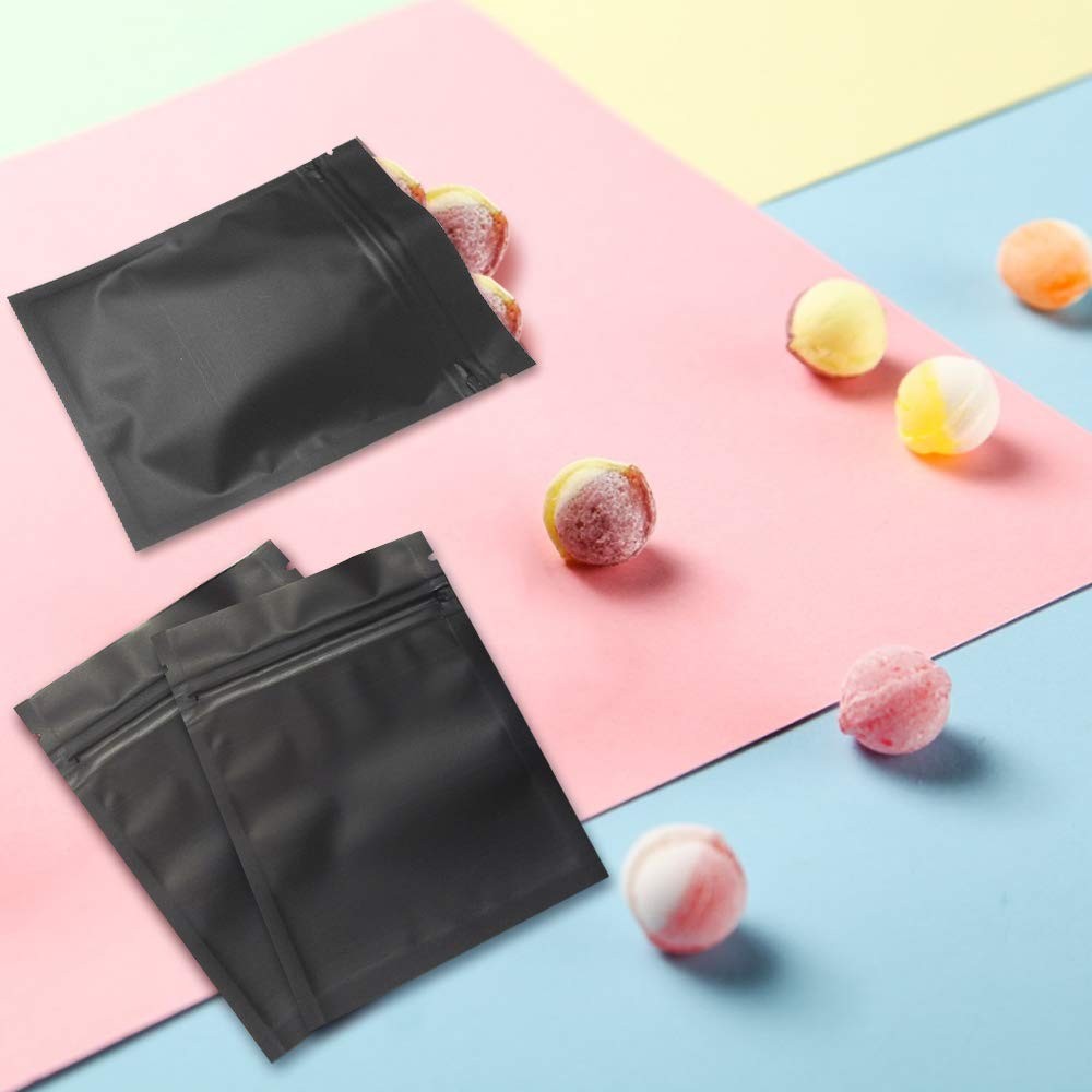 100 Pack Smell Proof Bags 3 x 4 Inch Resealable Mylar 3×4 Inches, Black