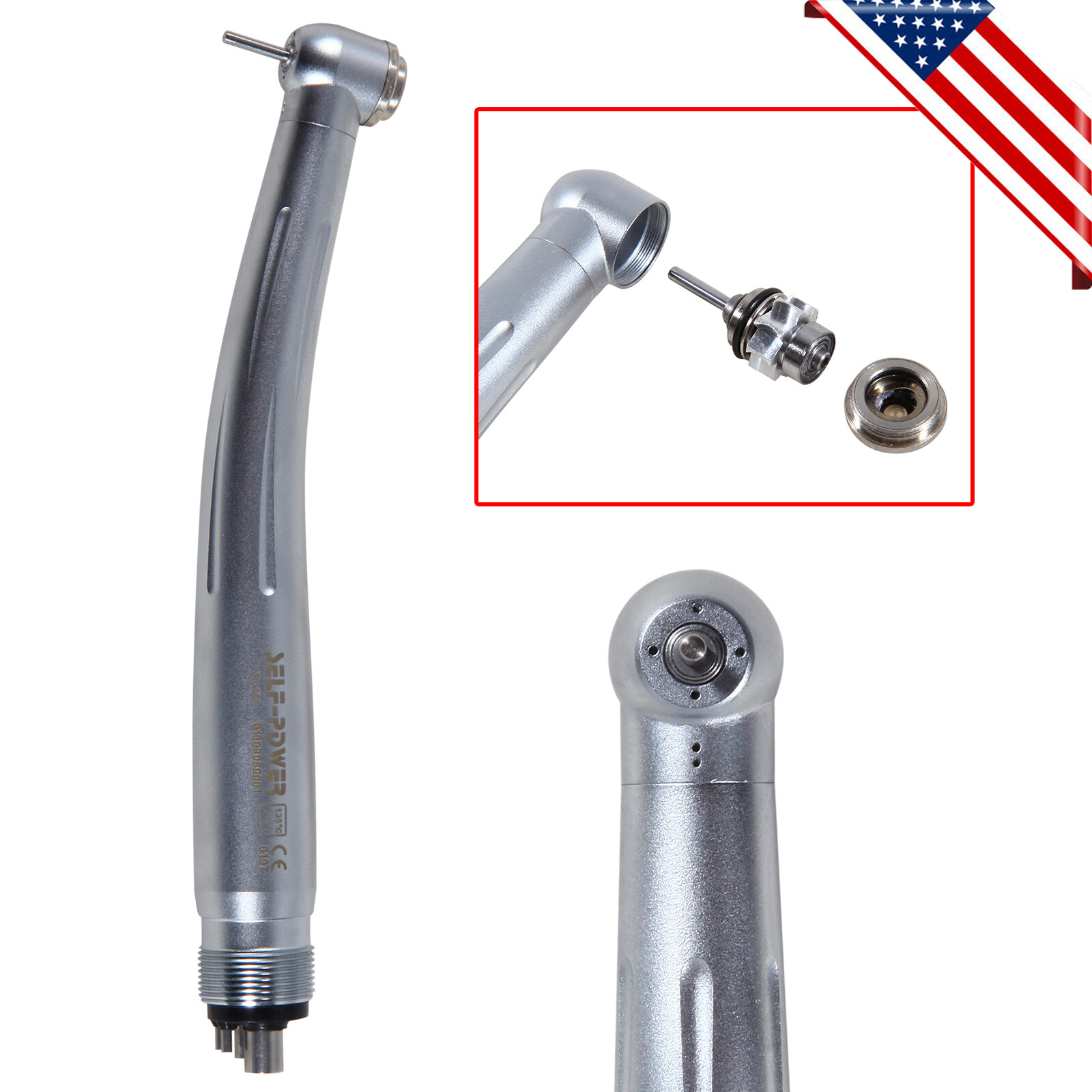 Self Power Dental High Speed Handpiece Air Turbine 4 Hole Fit NSK PANA MAX NADA