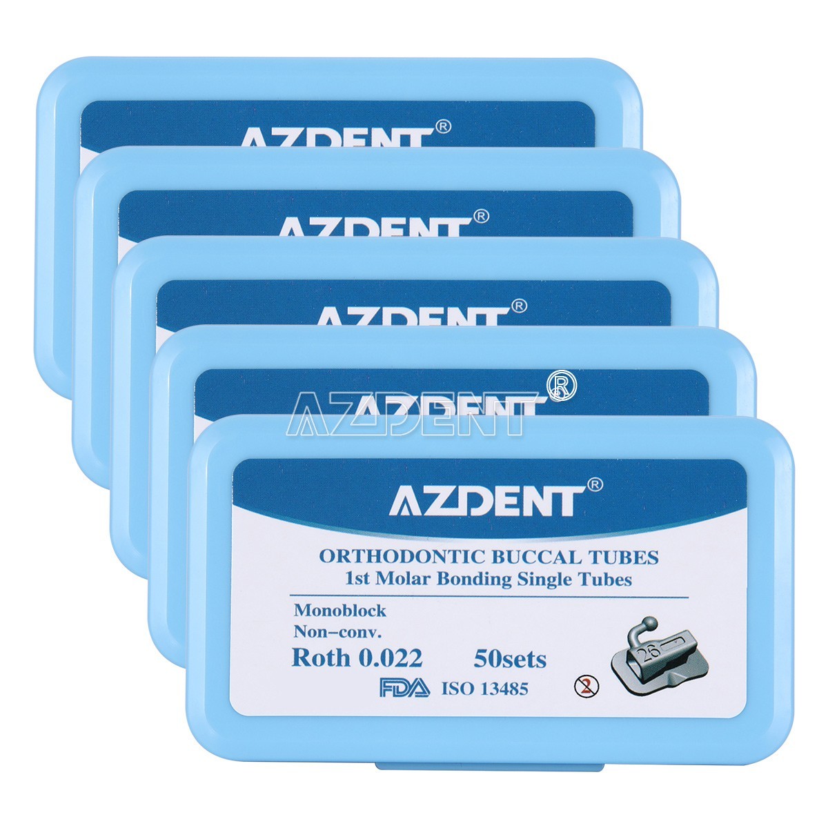 AZDENT Dental Ortho Non-Conv 1st Molar Bondable Monoblock Roth 0.022 Buccal Tube