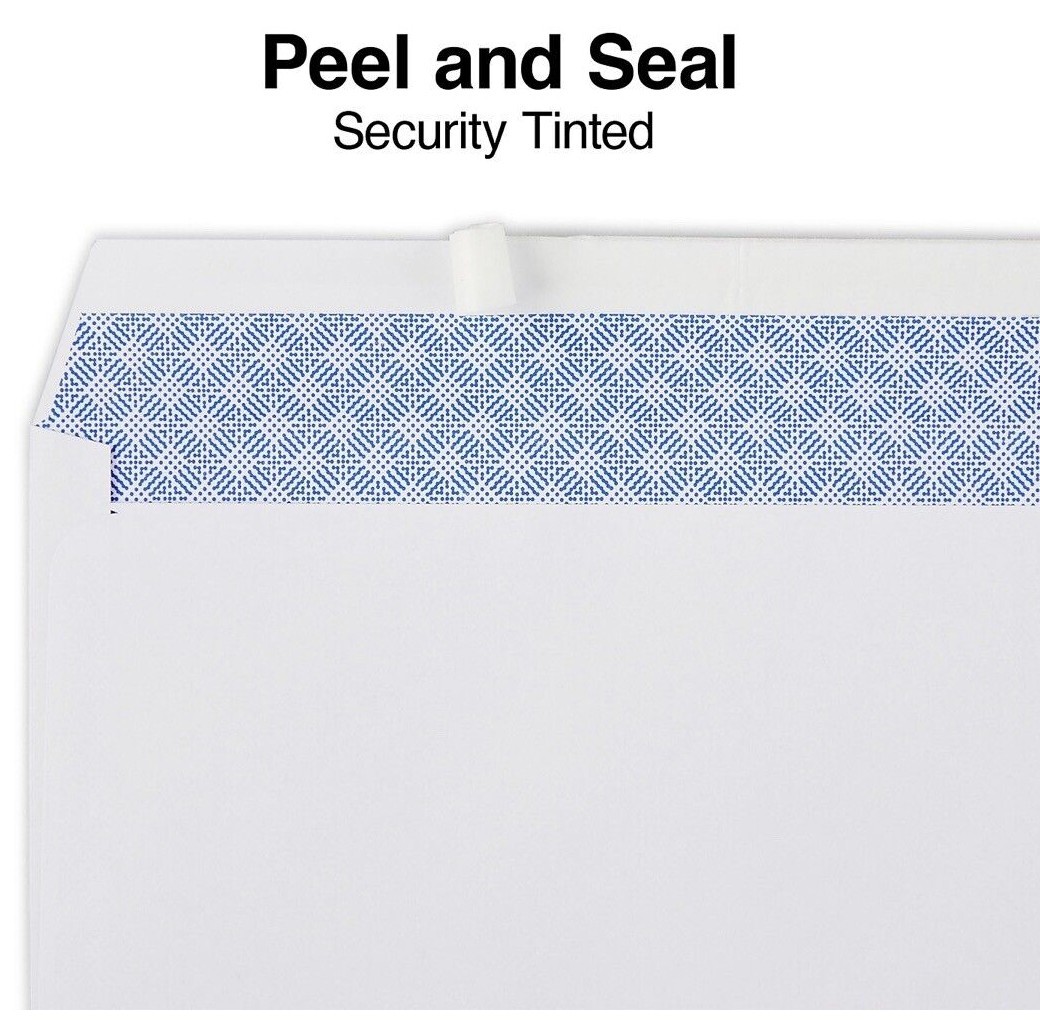 No #10 Peel and Self-Seal White Letter Mailing Envelopes Security 4-1/8 x 9-1/2