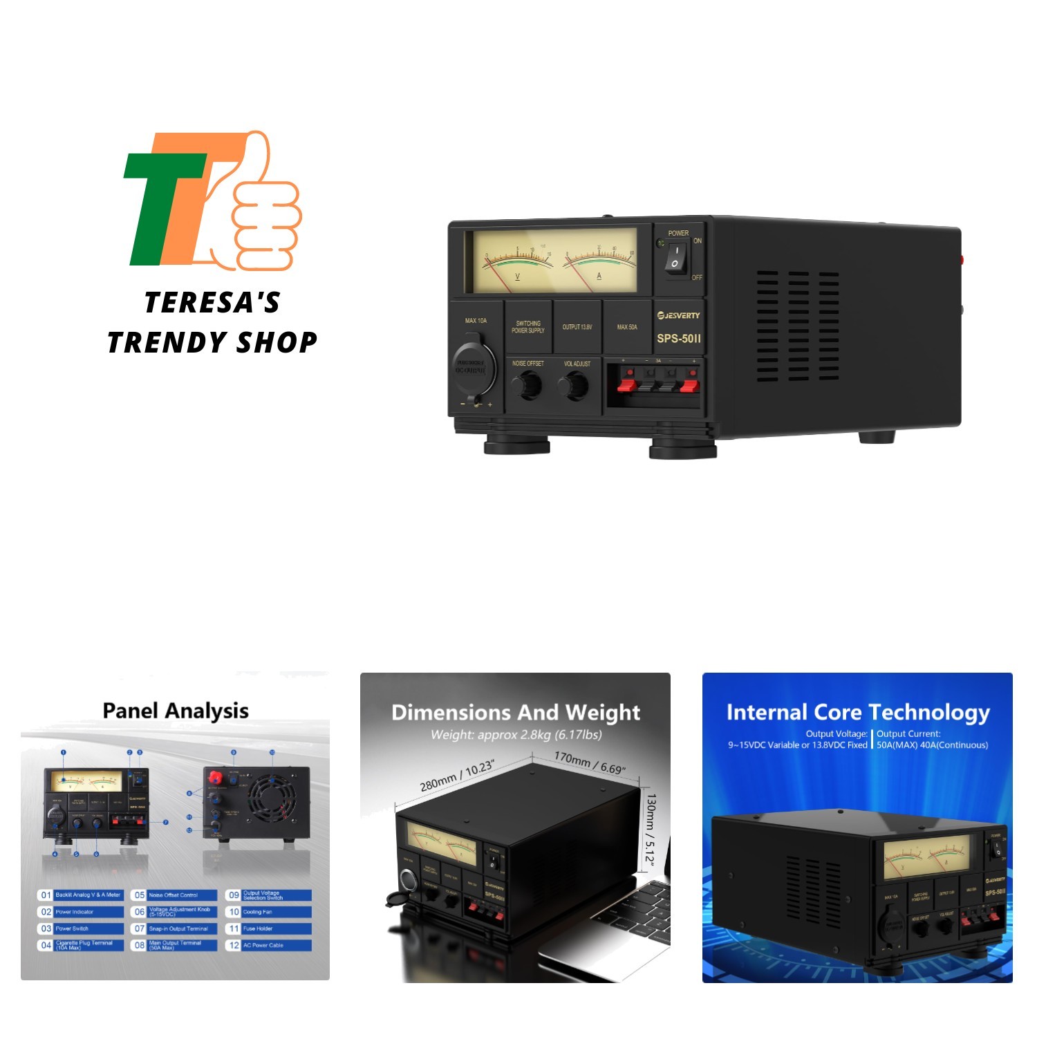 Universal Compact Bench Power Supply- 50 Amp Regulated Home Lab Benchtop AC-t…