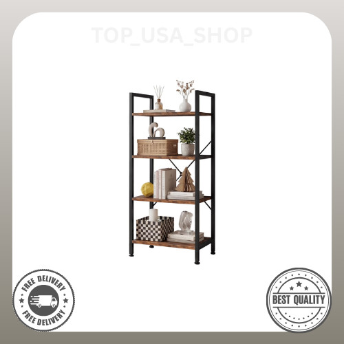 EDX Bookcase, 4 Tier Book Shelf, Storage Shelf, Classic Modern Bookcase for CDs