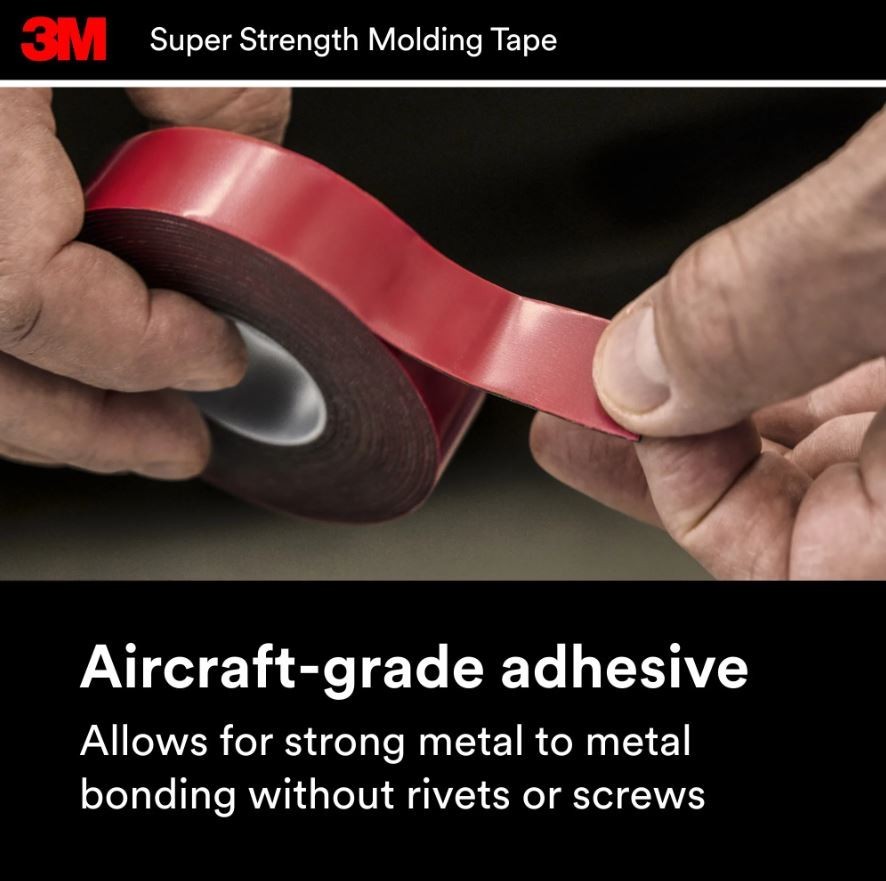 3M Automotive Super Strength Molding Tape, Double-Sided Adhesive, 1/2″ x 5 ft, 1