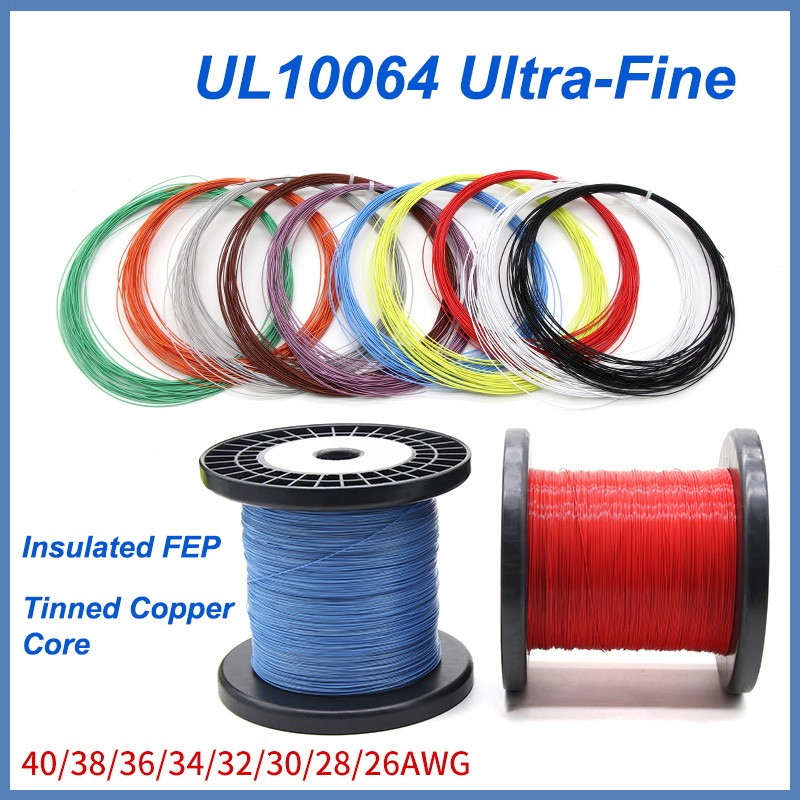5M UL10064 Ultra-Fine Wire Dia 0.0049-0.14 mm² Electronic High Temp Hook Up Wire