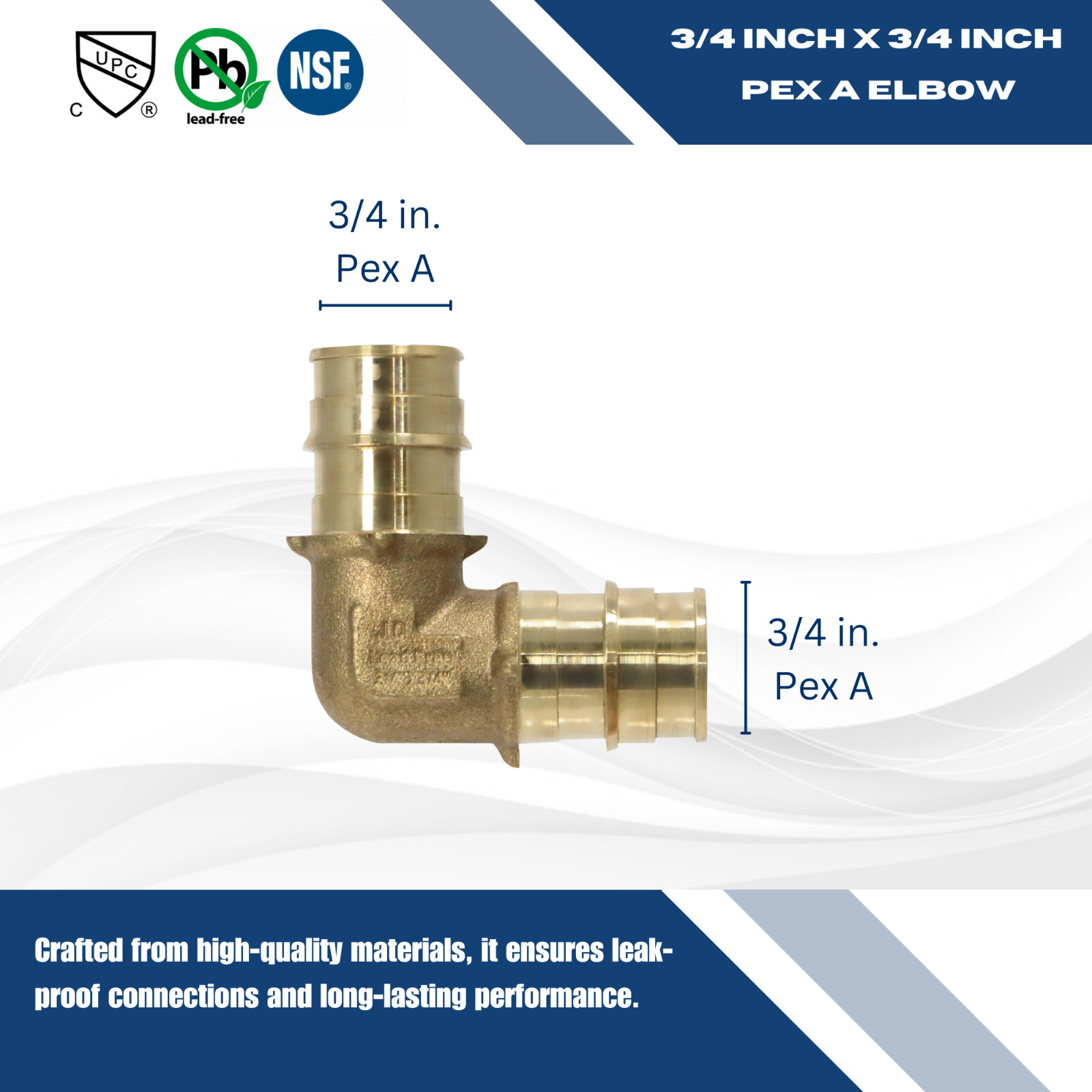 25 Pcs XFITTING 3/4″ Pex A Elbow, 3/4 Expansion Elbow, Lead Free Brass 29-2-2=25
