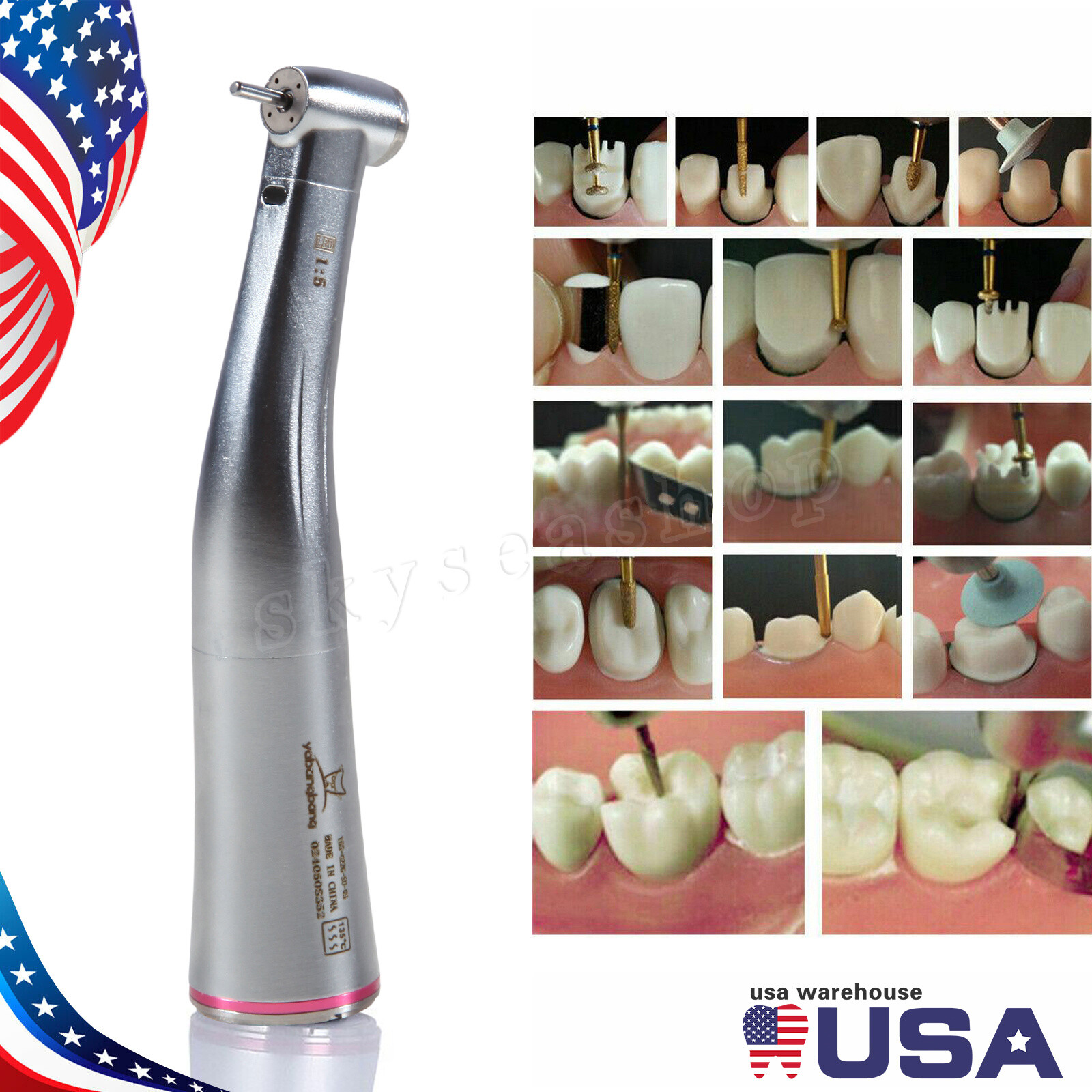 Dental 1:5 Contrangulo Agua-Spray interno FG1.6mm Fiber Optic Handpiece for NSK