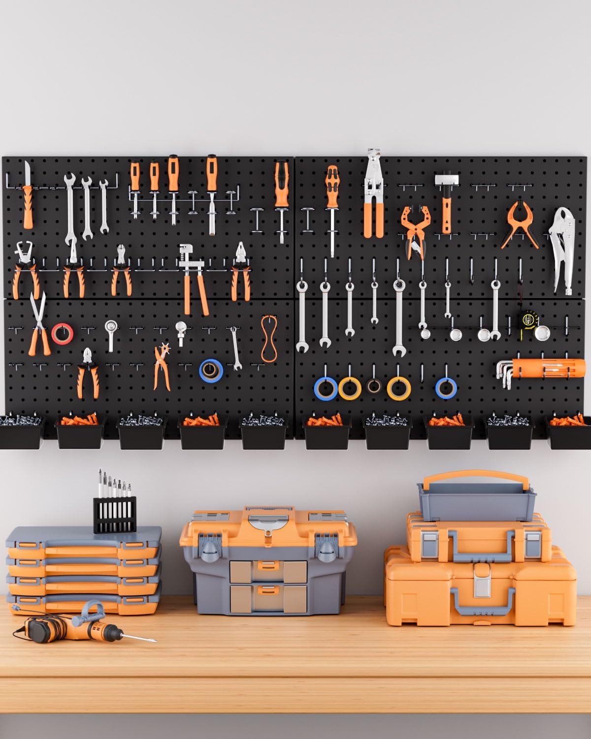 INCLY 158PCS Metal Pegboard Wall Organizer, 48×24 Inch Inch, Black