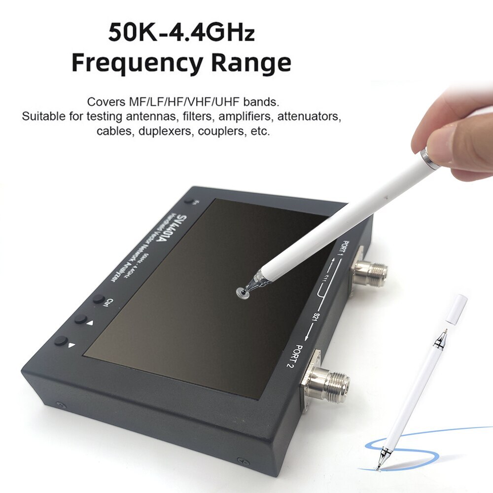 SV4401A 50KHz-4.4GHz VNA Vector Network Analyzer 100DB Dynamic 7 Inch Touch LCD