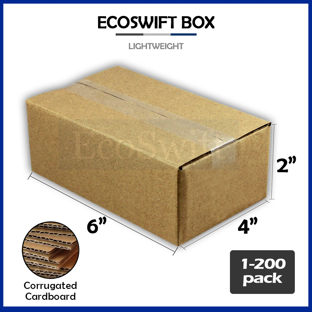 1-200 6x4x2 “EcoSwift” Cardboard Packing Mailing Shipping Corrugated Box Cartons