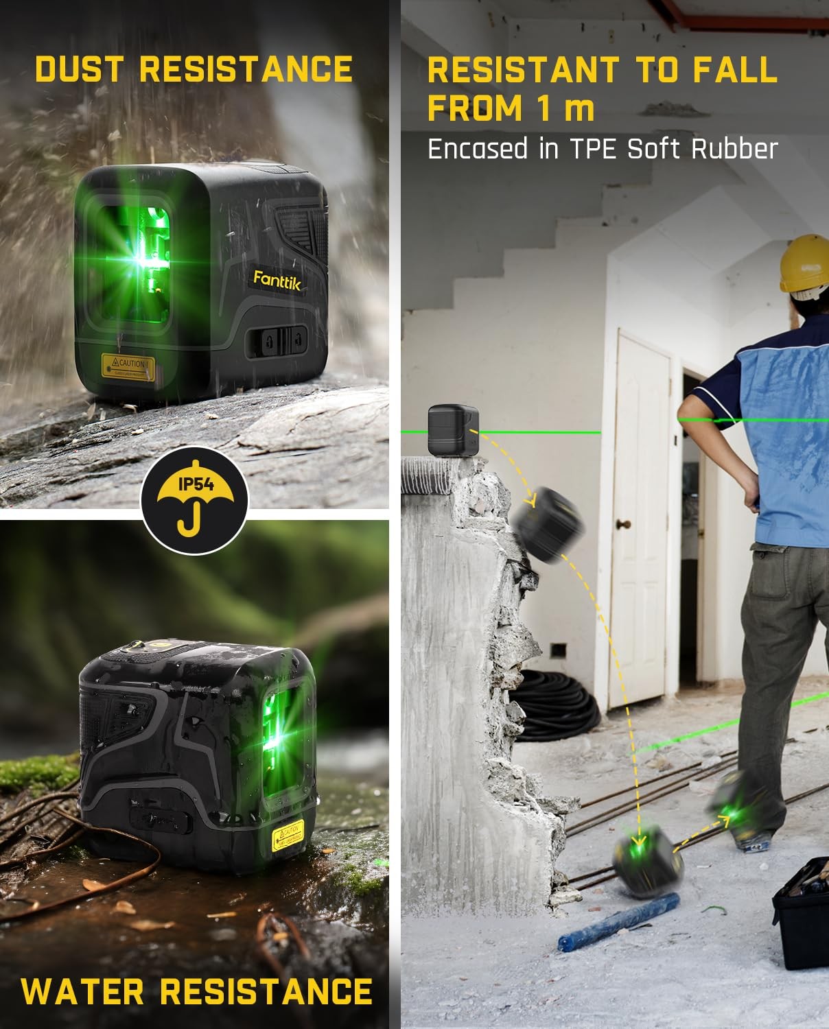 Fanttik D2 Pocket Green Laser Level, Class II ( 1 mW max output), Black