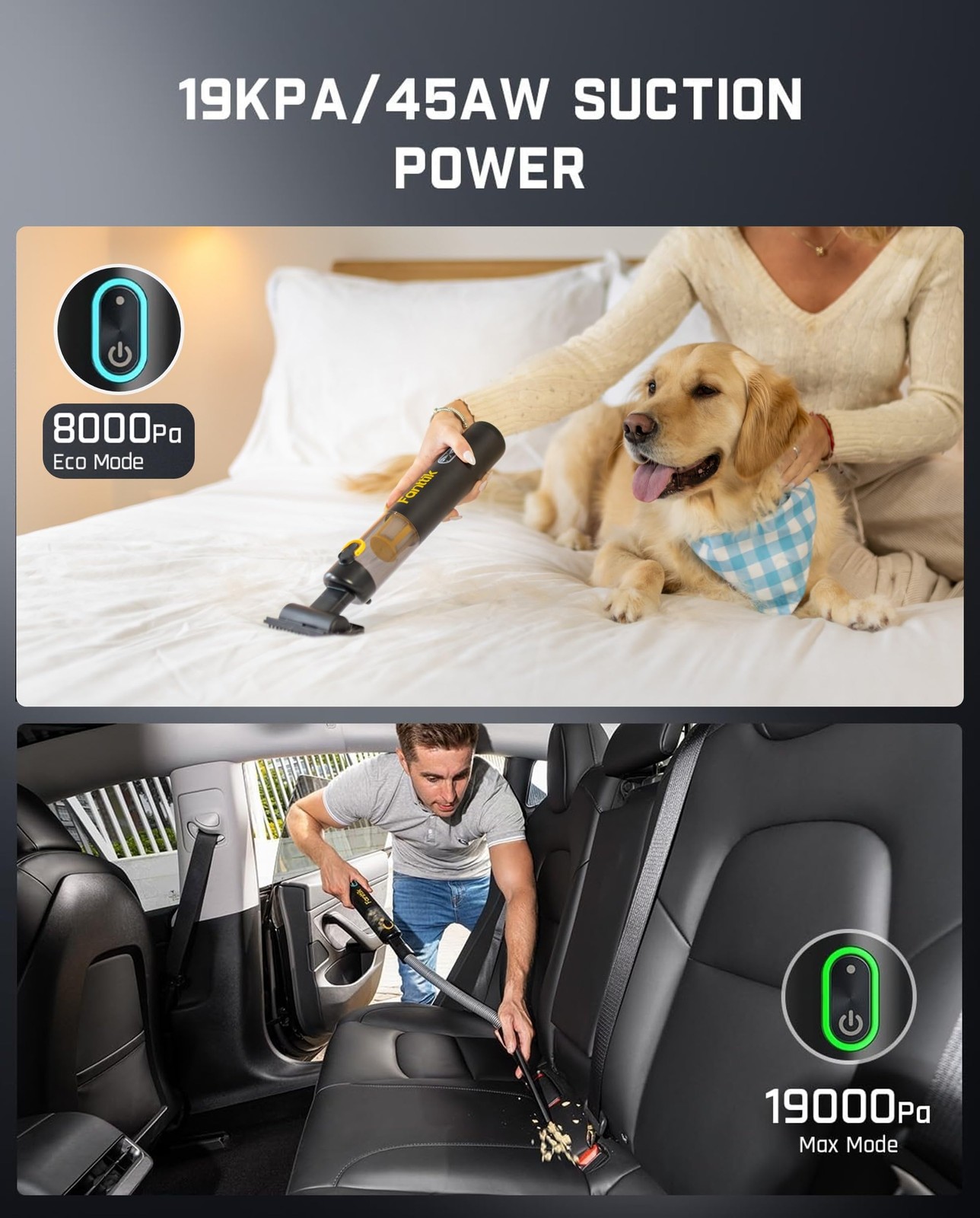 Fanttik Slim V8 Apex Car Vacuum 4-In-1 Portable Mini Cordless Vacuum 19000Pa