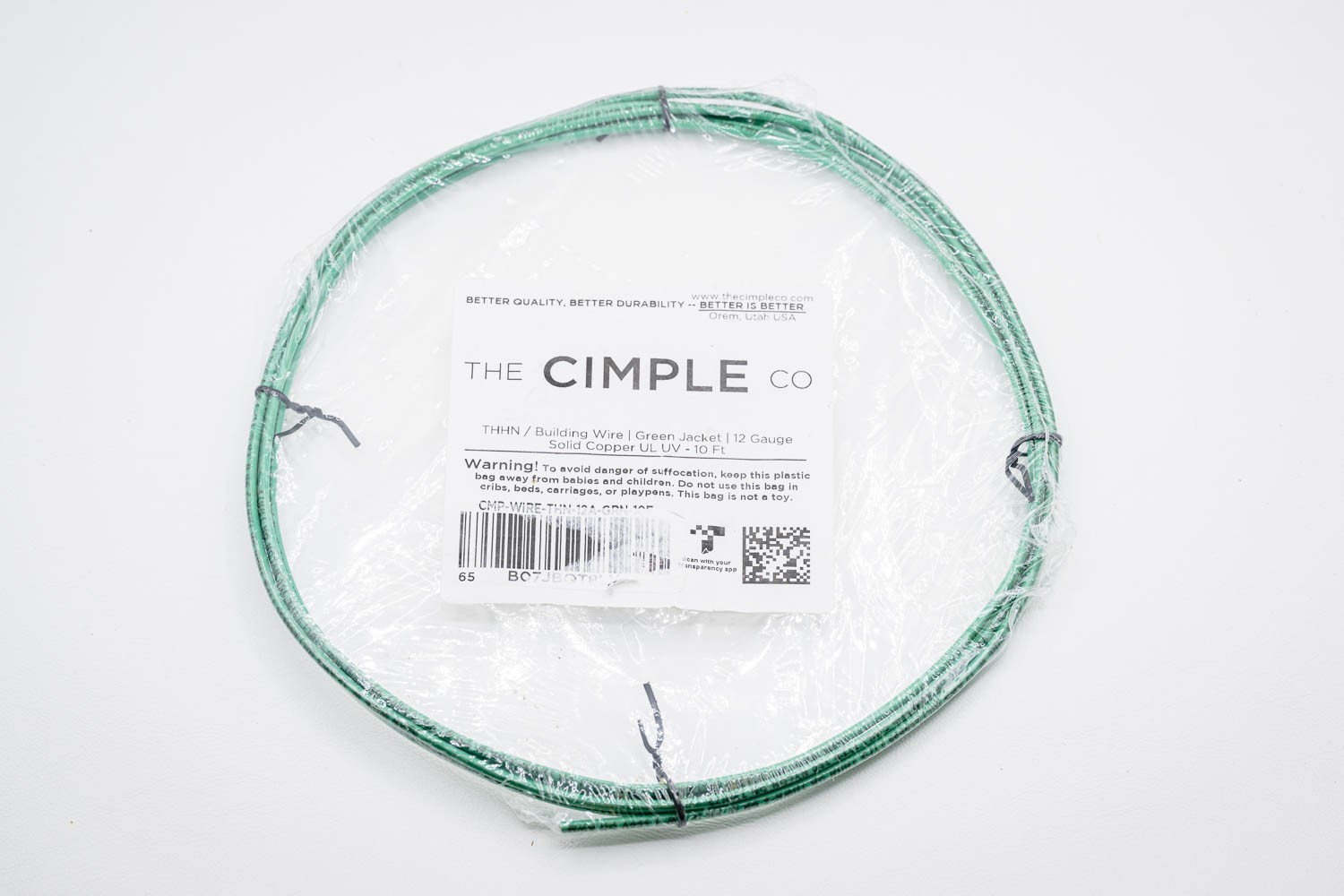 12 AWG Green THHN / THWN – Stranded Copper Electrical Wire, 10 Feet (3 Meter)