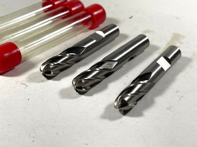3/8″ 4 flute Ball End Mill Cobalt center cutting 3 pc set USA