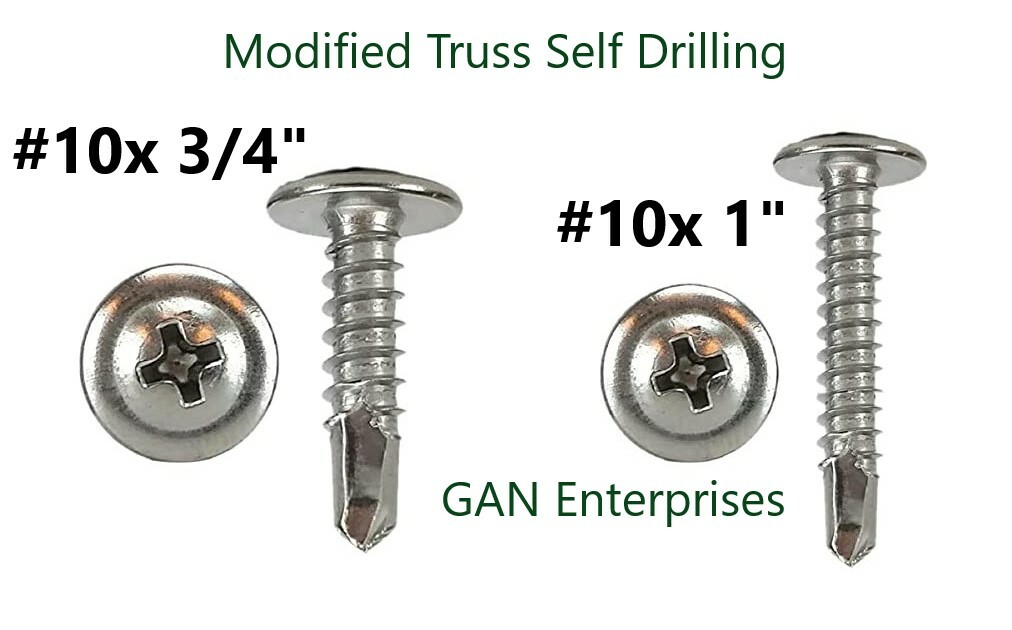 Modified Truss Head #10 x 3/4 – 1″ Self-Drilling Tek Screws zinc plated