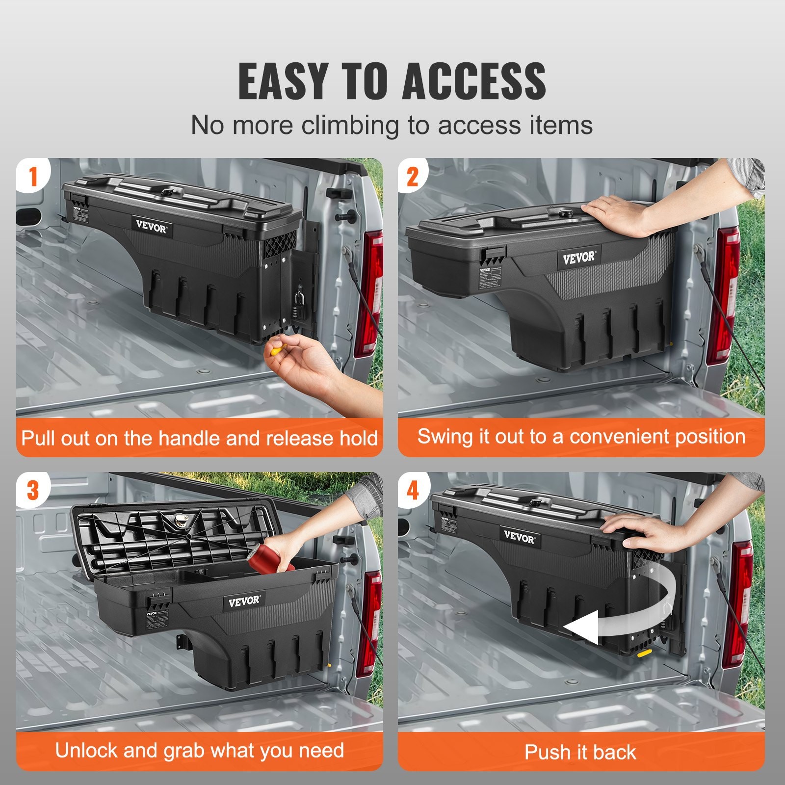 Truck Bed Storage Box,Lockable Swing Case with Password Padlock,6.6 Gal/25 L AB