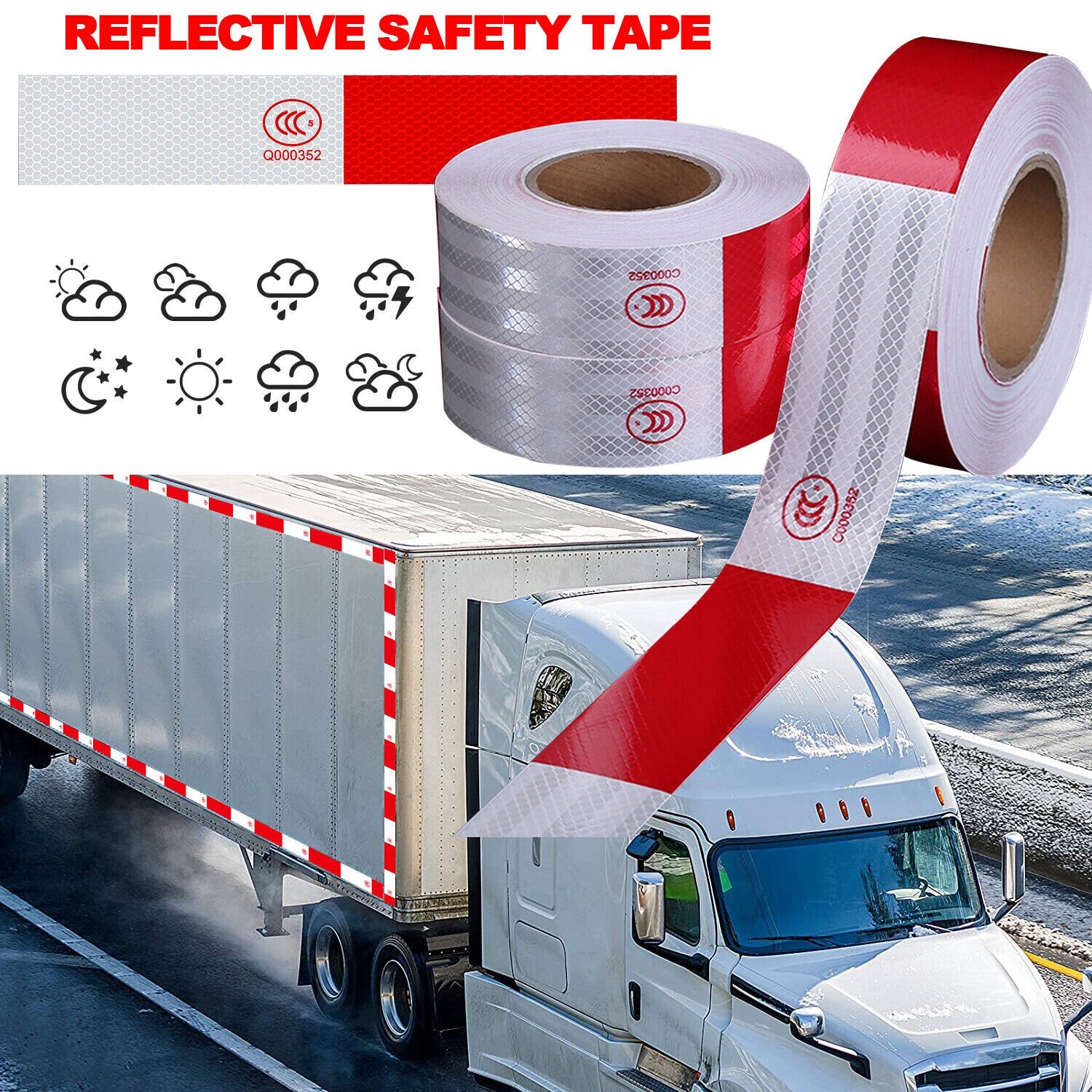 Reflective Tape CONSPICUITY Trailer Safety Warning Sign Auto Truck Red White NEW