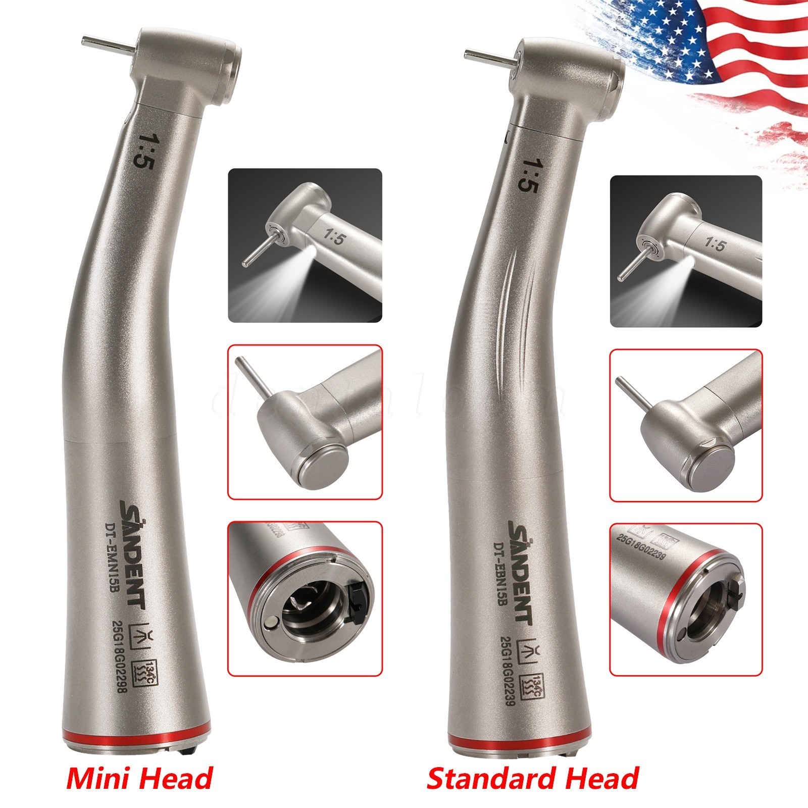 Dental 1:5 Electric Fiber Optic LED Contra Angle Handpiece NSK Style FG Burs DT