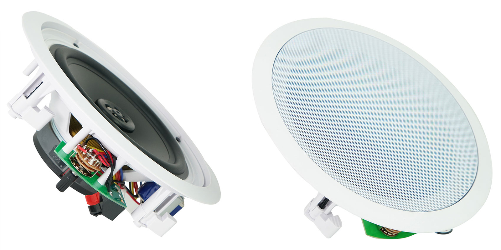 (2) Rockville CC80T White 8″ Commercial 70v Ceiling Speakers For Restaurant/Bar