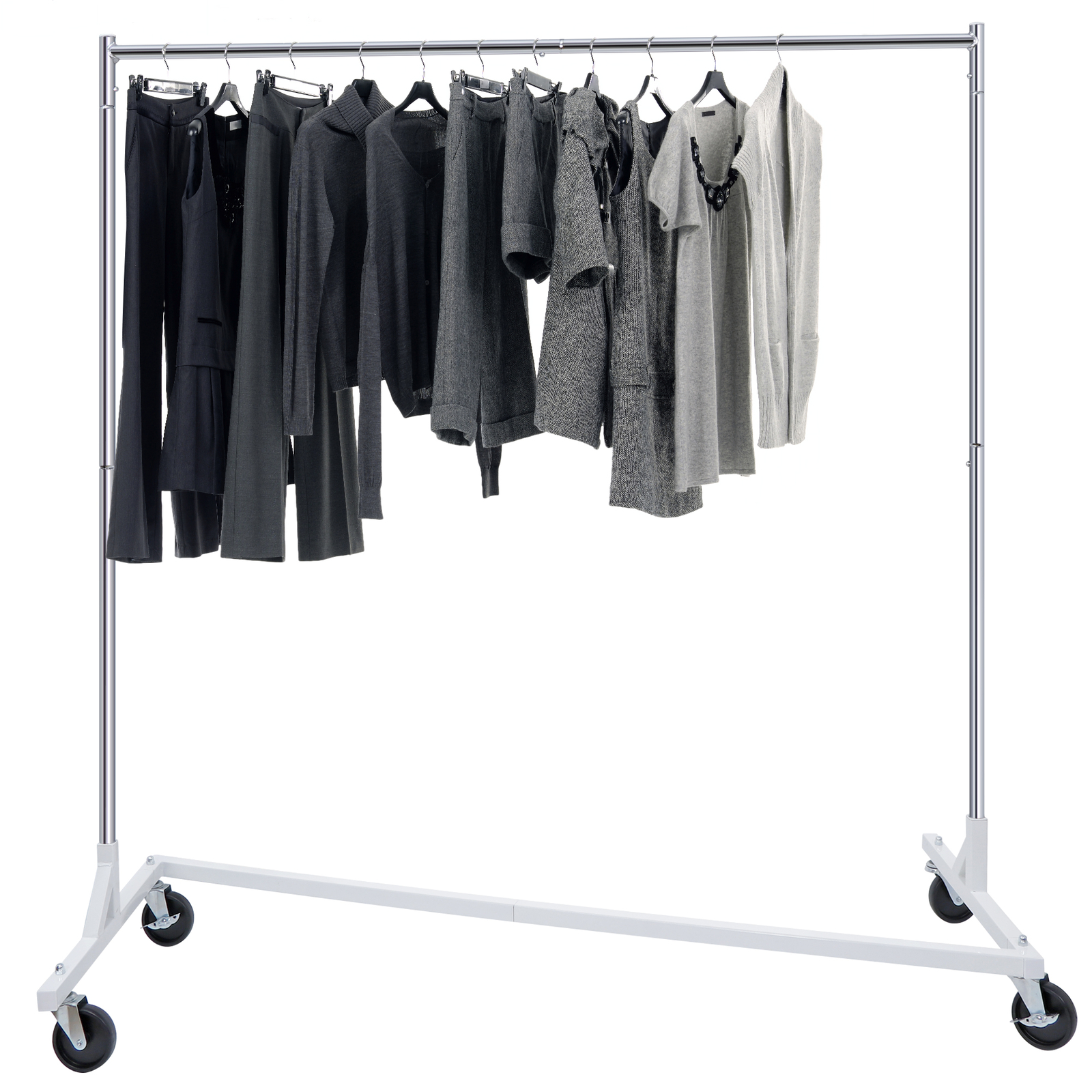 Metal Rolling Clothes Garment Rack Collapsible Clothing Stand Wheels Heavy Duty
