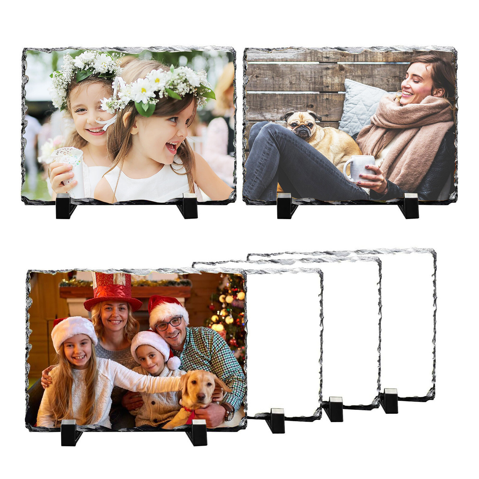 USA 15 Pack 7.87″ x 11.8″ Sublimation Photo Slate Rock Plaque Blank with Holder