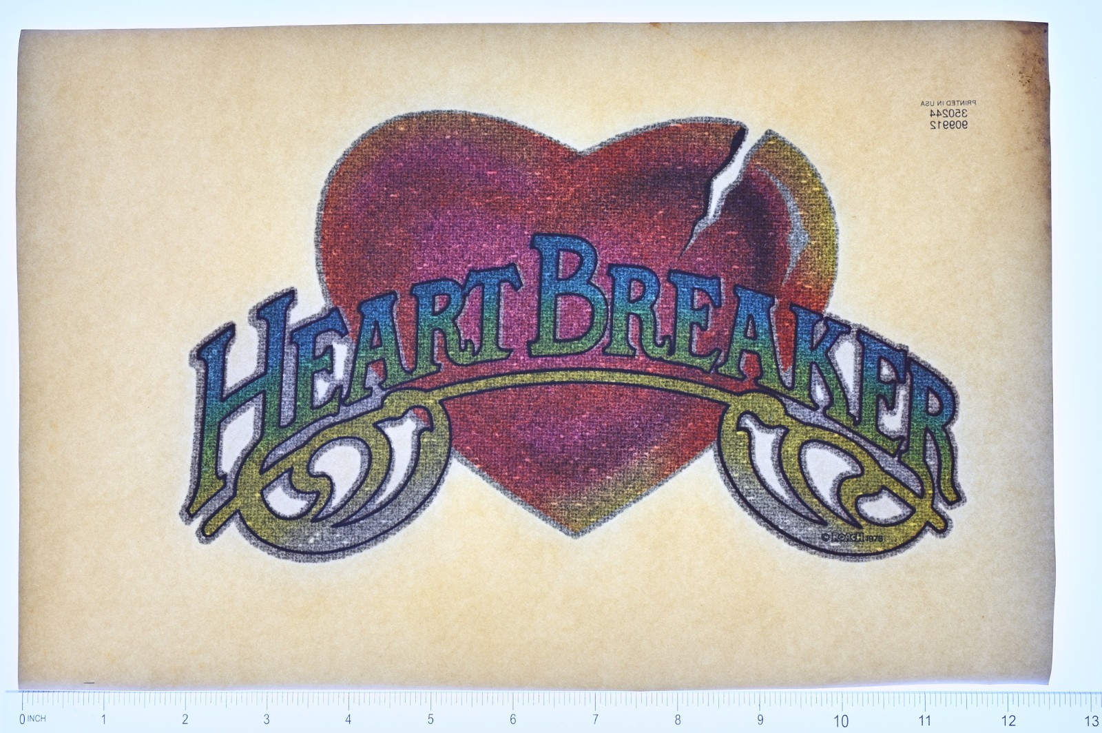 Original VINTAGE 1970s Heat Transfer | Heartbreaker Red Heart Design