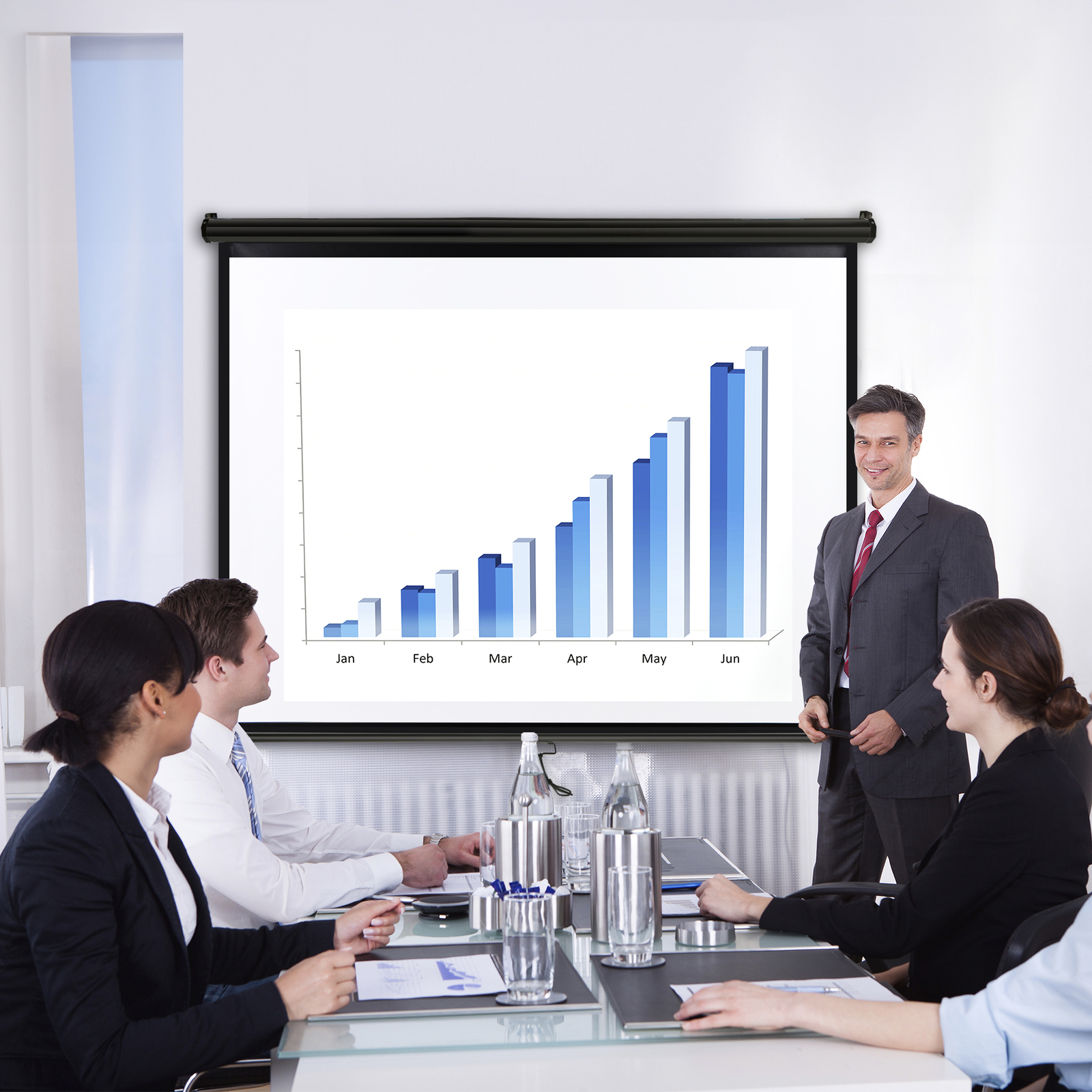 Black Projector Screen Pull Down 16:10 Foldable Wall Mount HD Projection Screen