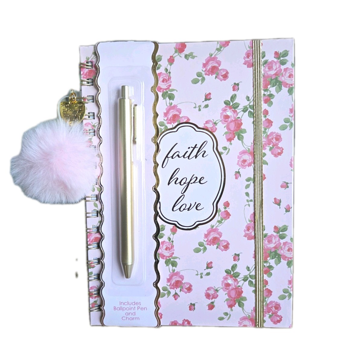 NWT Faith Hope Love Prayer Journal Reflection Notebook Lined With Pen and Charms