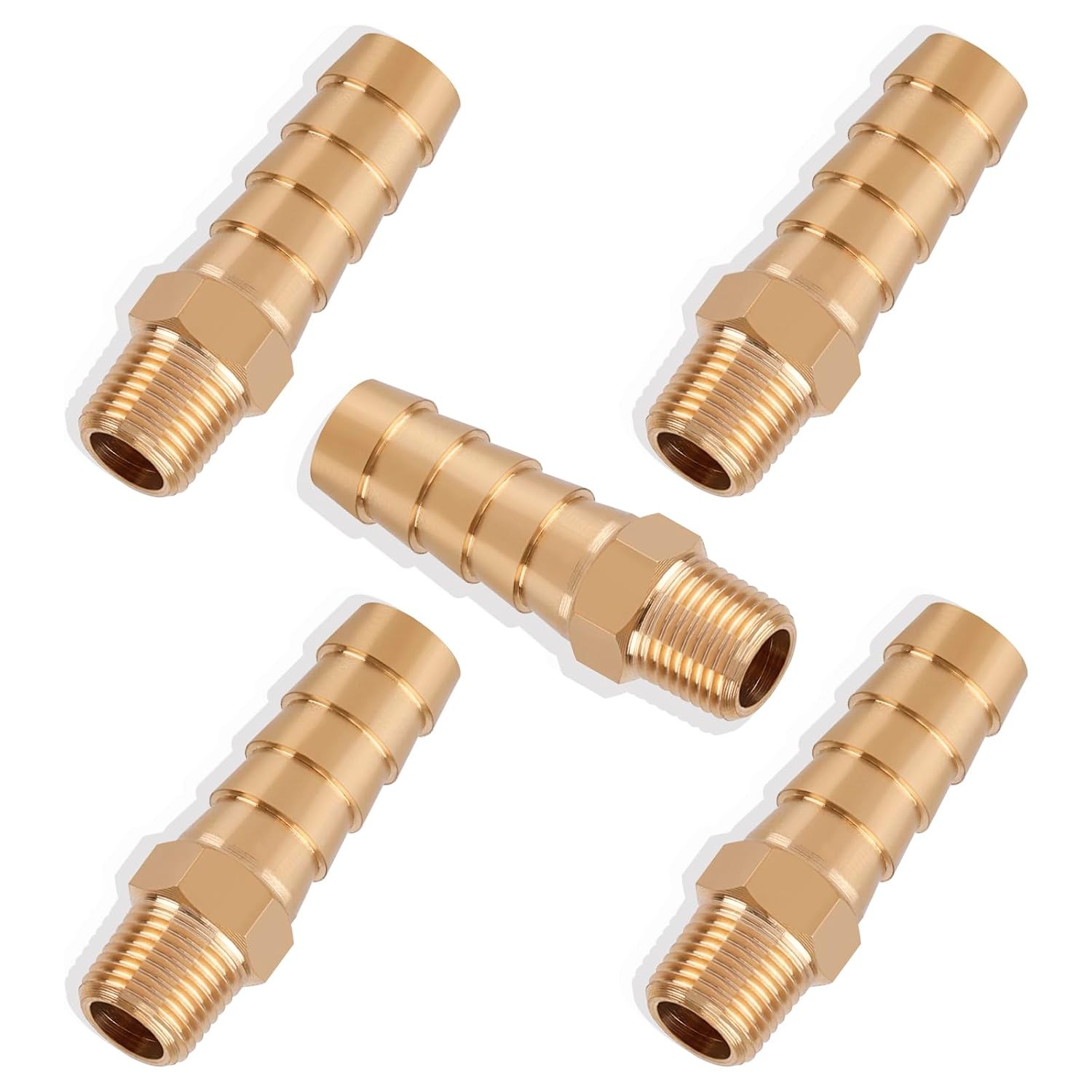 Brass 3/8 Inch Barb Fittings 1/8 Inch NPT Male Thread Air Hose Fittings