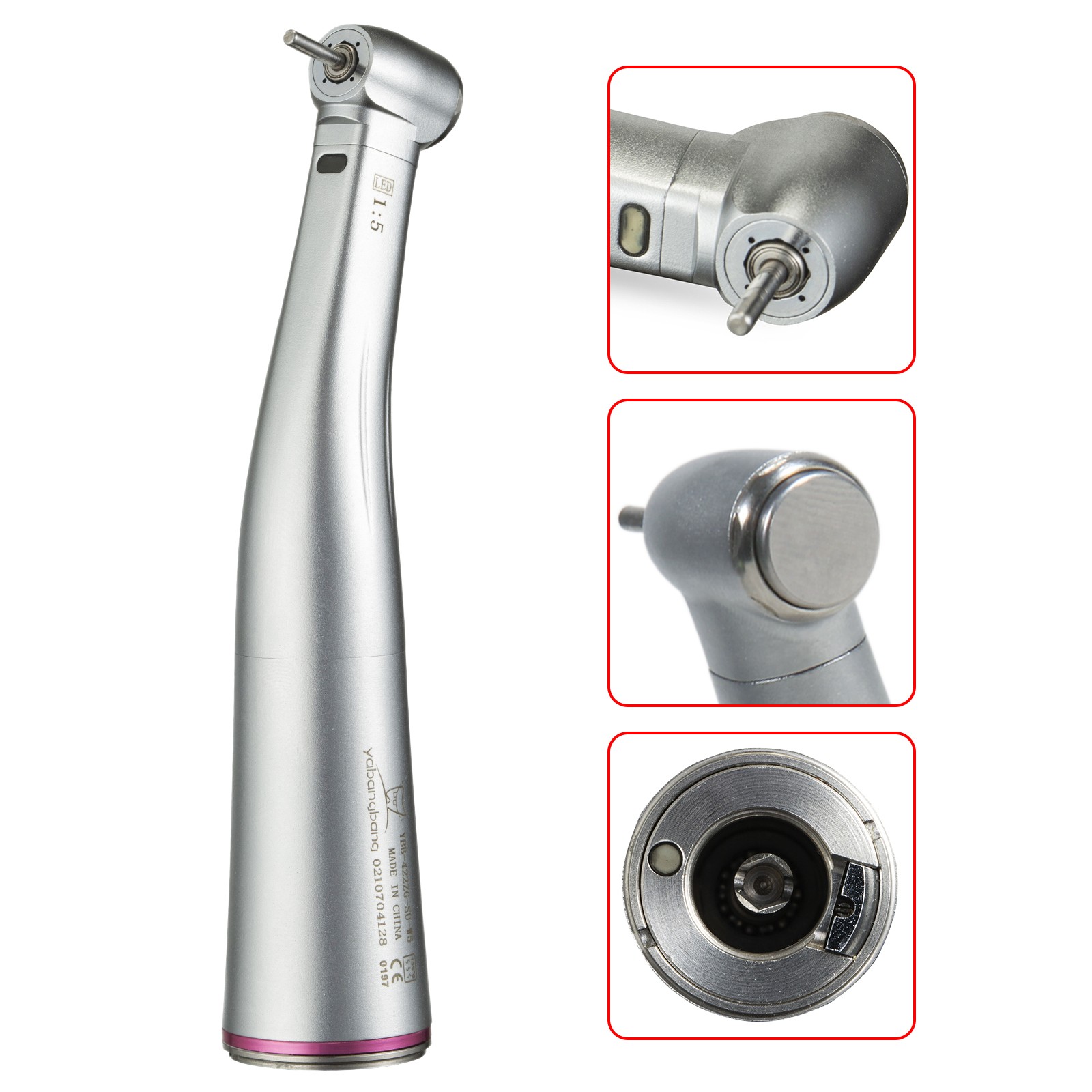 Dental 1:1/16:1/1:5 Increasing Contra Angle Optic LED Handpiece Fit NSK Motor