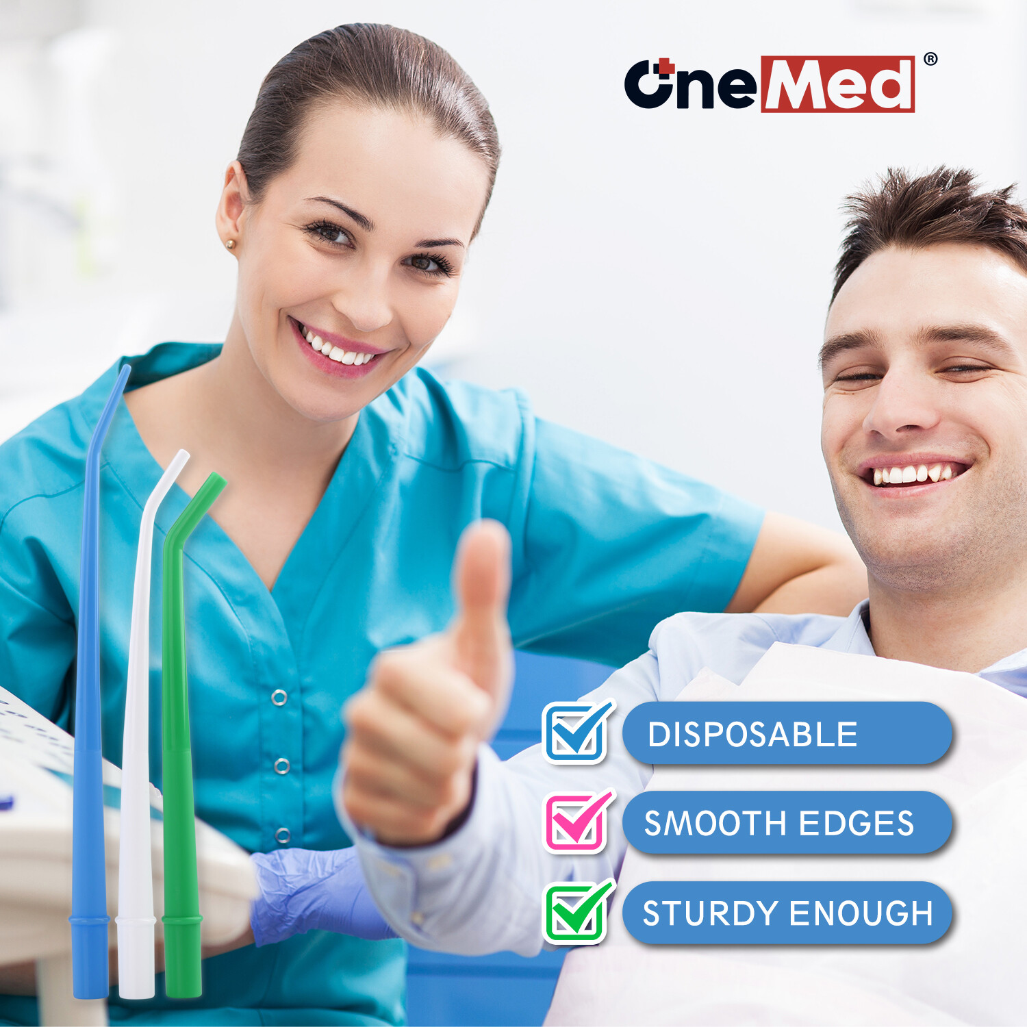 OneMed Dental surgical aspirator tips 25 pcs/Bag, Disposable Dental suction tips